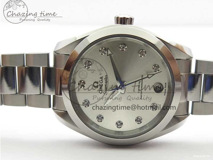 0321 SportInspired Aqua Terra 150M 34mm Ladies SS VSF 1:1 Best Edition Silver Dial Diamonds Markers on SS Bracelet A 7932